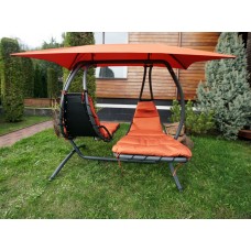 Двойное подвесное кресло качели LUNA-CONSEPT (оранжевые) + балдахин в подарок