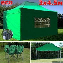 Быстросборный шатер-гармошка со стенками 3х4,5м зеленый