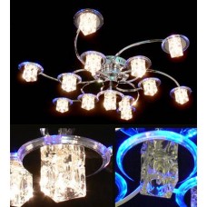 Потолочная люстра с пультом ДУ Eurosvet 7030/6+6+1 хром/синий