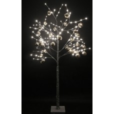 LED-Дерево "Берёзка", 250 см, 144 светодиода, белая c серебряными шариками