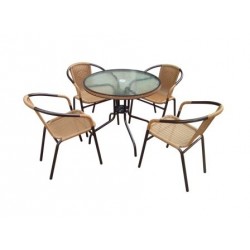 Комплект мебели Николь-1A TLH-037A/087A-D80 Cappuccino (4+1)