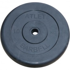 Диск обрезиненный черный Atlet Barbell d-31 10 кг