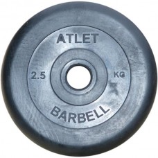 Диск обрезиненный черный Atlet Barbell d-31 2.5 кг