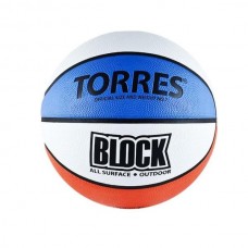 Мяч баскетбольный TORRES Block р.7 резина, бело-сине-красный