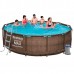 Круглый каркасный бассейн BestWay 56709 Steel Pro Max ротанг (366х100см) + фильтр, лестница