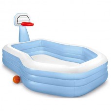 Детский надувной бассейн с баксетбольным кольцом Intex 57183NP (257х188х103см) 3+