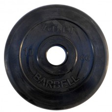 Диск обрезиненный черный Atlet Barbell d-51 10 кг