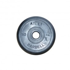 Диск обрезиненный черный Atlet Barbell d-26 1,25 кг