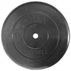 Диск обрезиненный черный Atlet Barbell d-26 15 кг